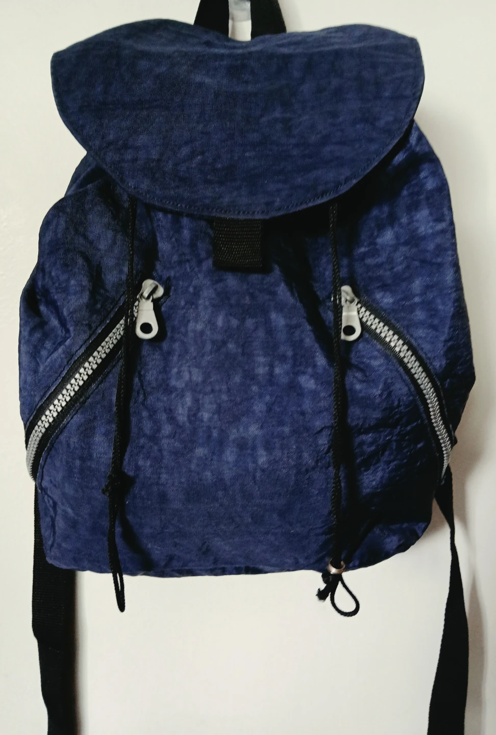 Blue nylon casual backpack