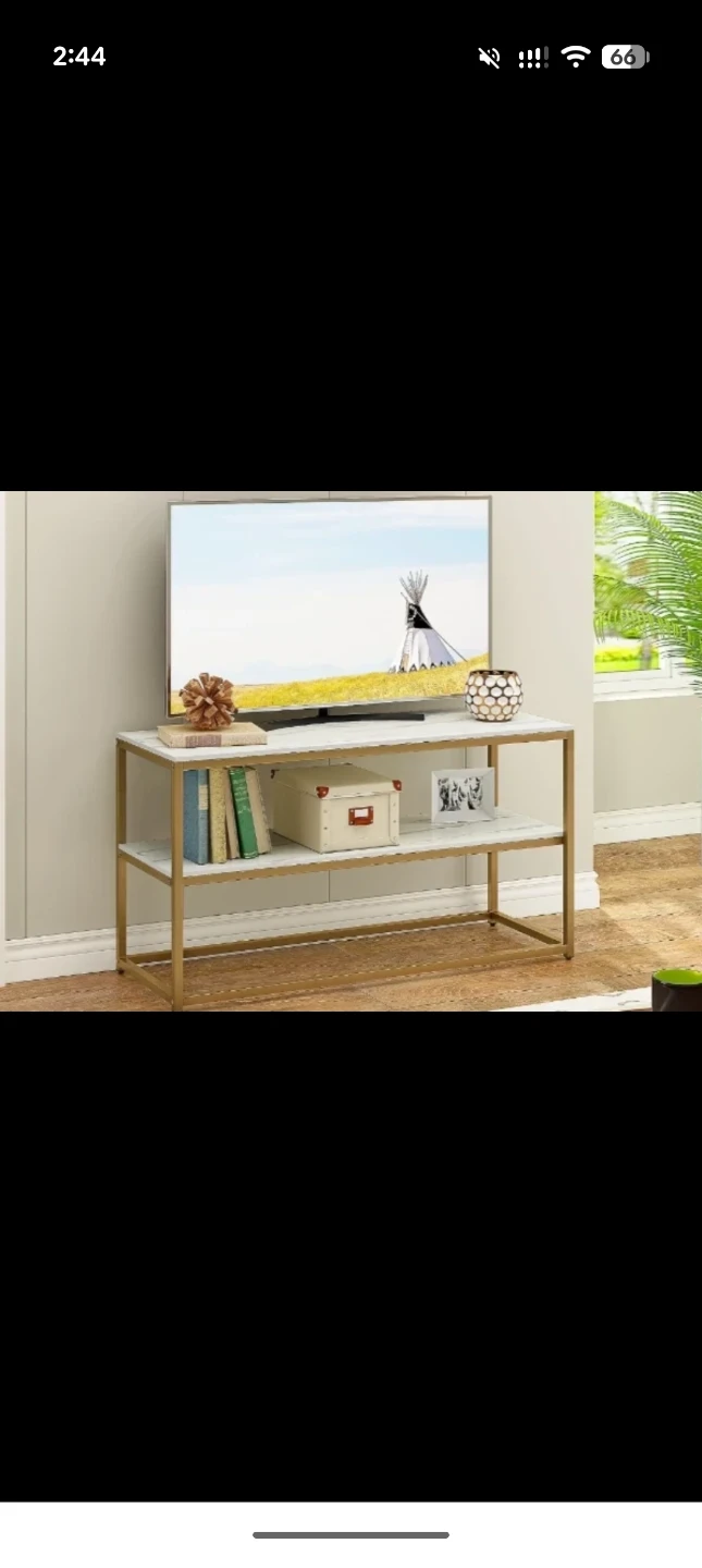 Moving out -Gold and White Marble Console tv Table - photo 3