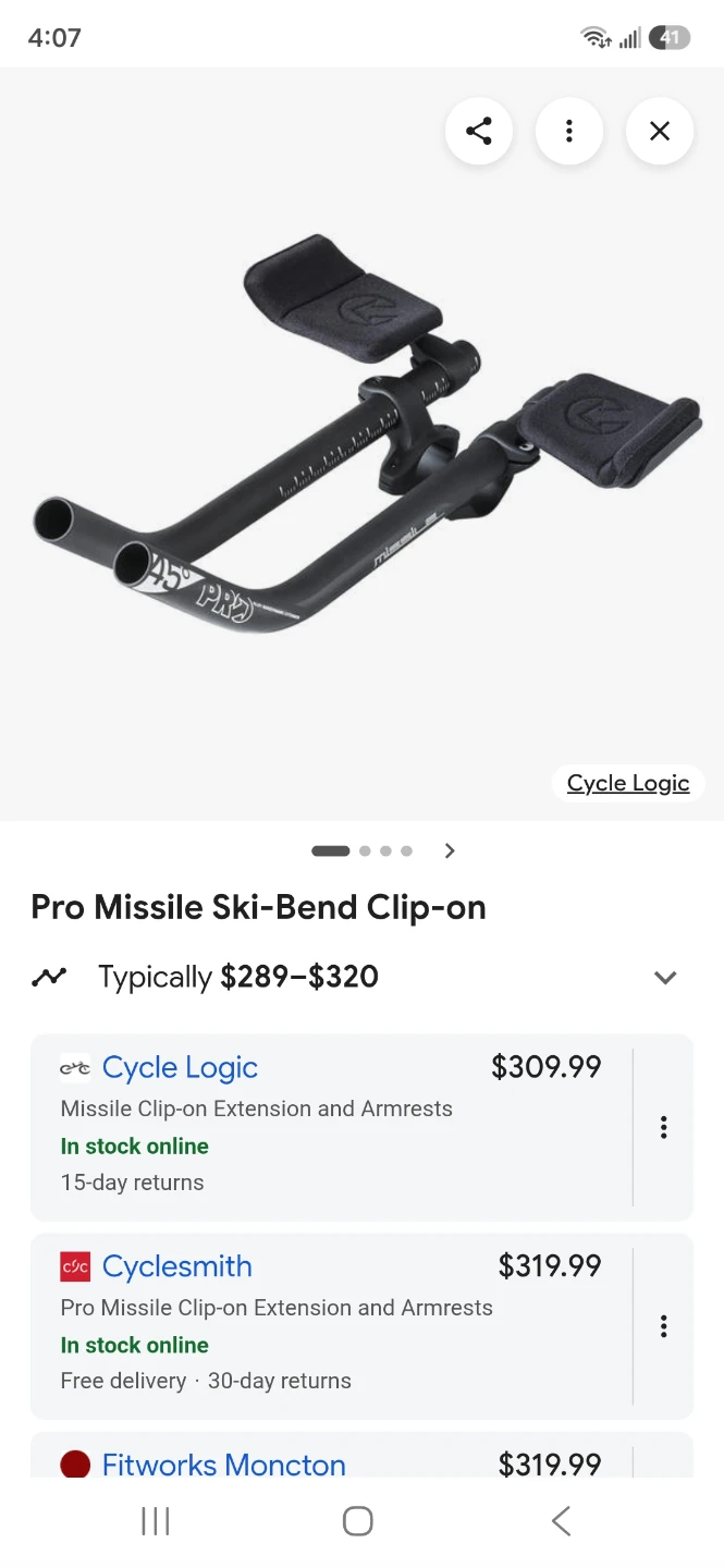 Pro Missile Carbon Ski-Bend Clip-on Aerobars - photo 2