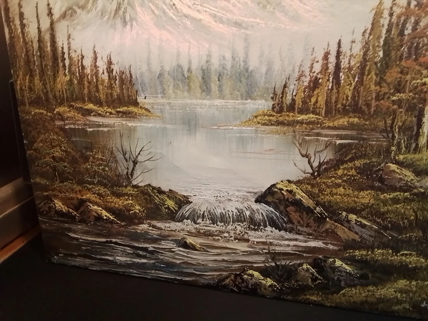 Vintage "Hammond" Mountain Landscape Oil Painting - photo 4