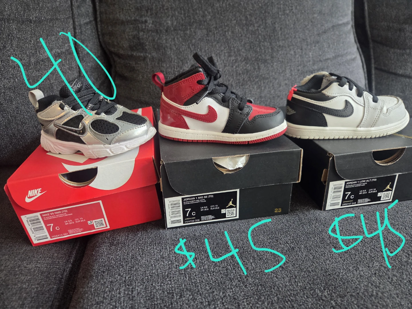 Toddler Nike and Jordan Shoes Size 7c