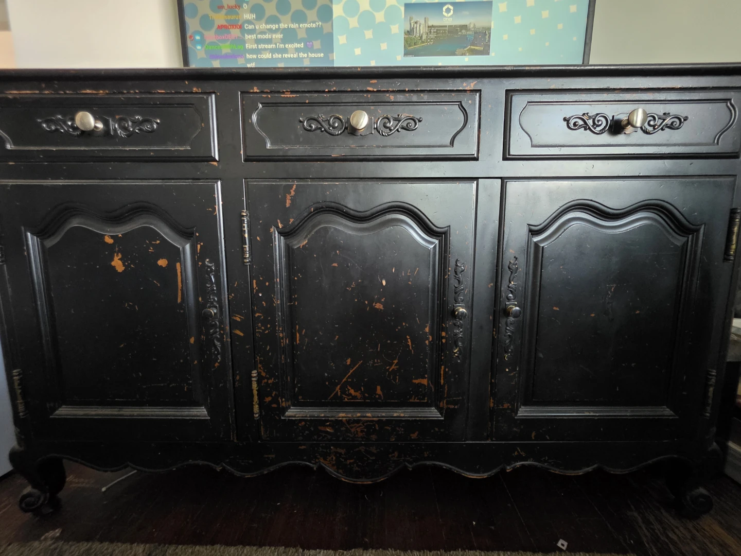 Vintage Black Sideboard Buffet Server - photo 4