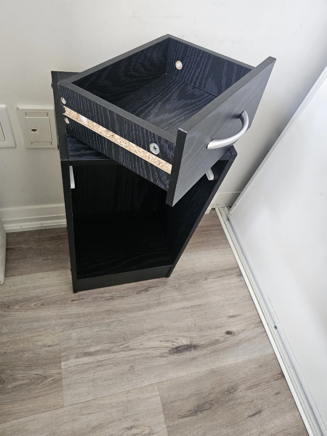 Black wooden nightstand with drawer - photo 4