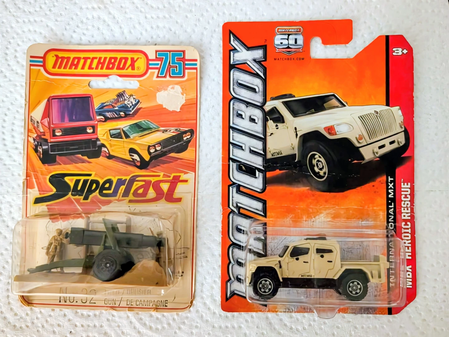 Matchbox Field Gun and International MXT Die-Cast Vehicles