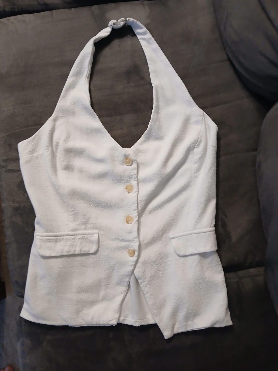 MONTEAU LOS ANGELES white halter button vest size M