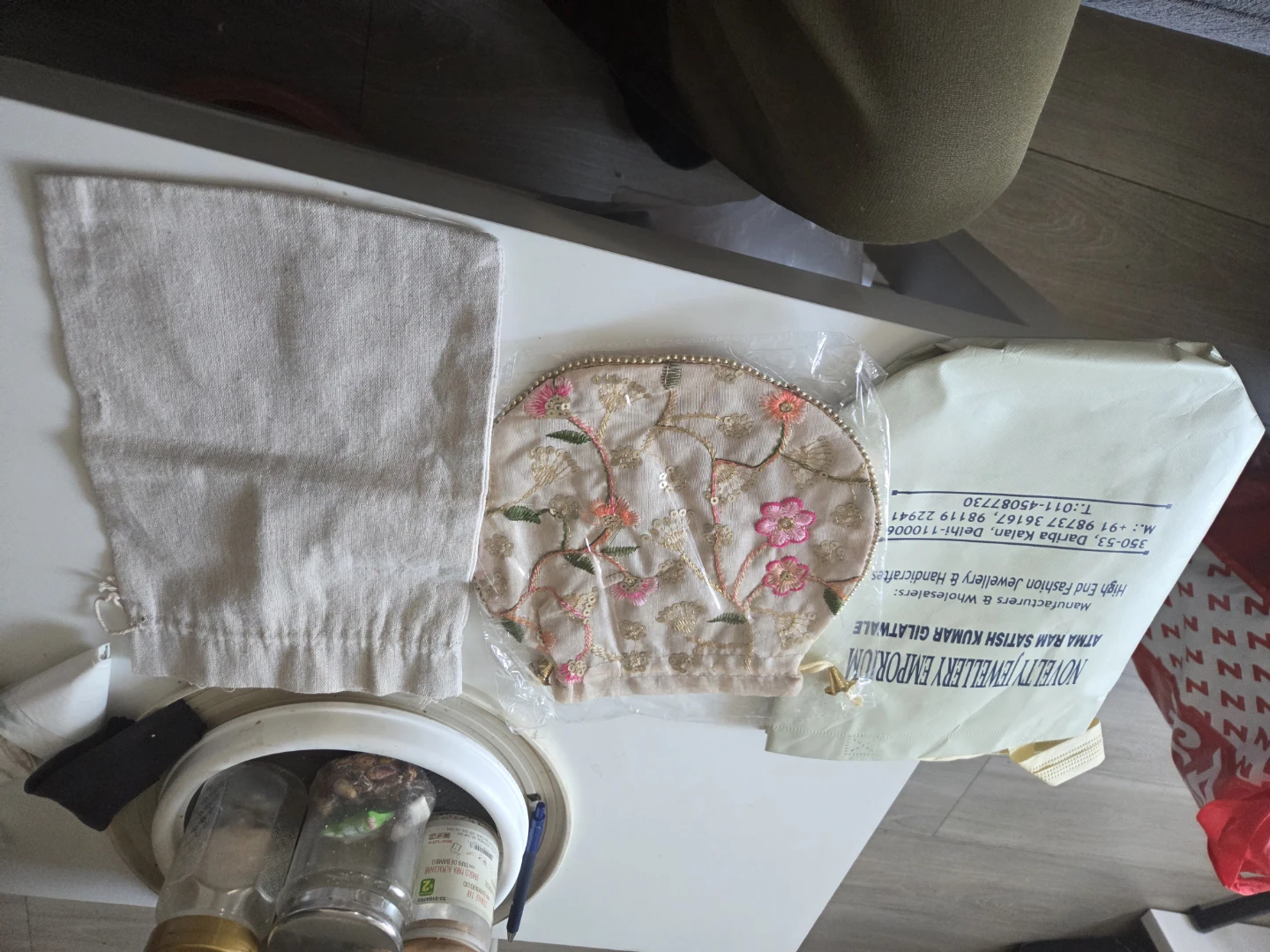 Embroidered Pouch with Drawstring - photo 2