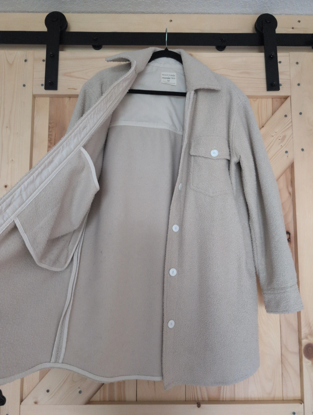 Jillian Harris x Jackson Rowe Sherpa Shacket Beige Size M - photo 3
