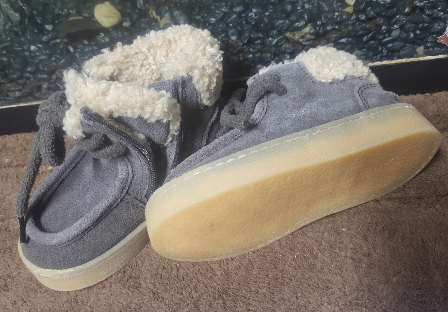 Zara Grey Sherpa Lined Boots Size 22 - photo 2