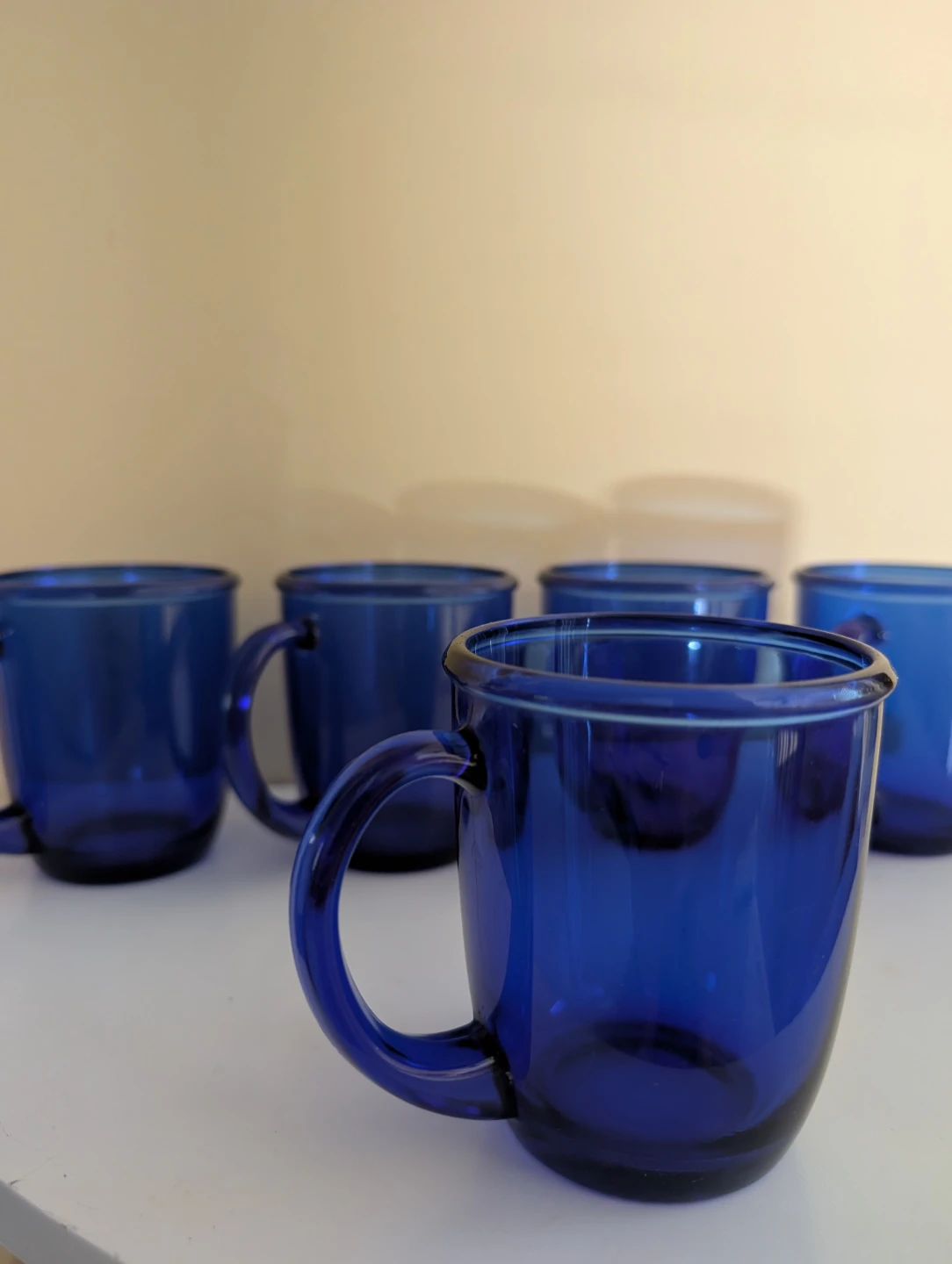 ARC FRANCE VINTAGE COBALT BLUE GLASS MUGS - photo 2