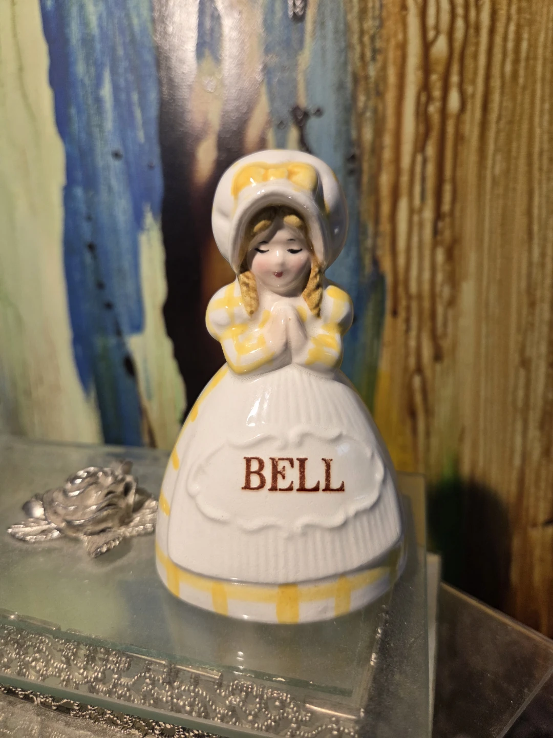 Vintage Giftcraft Ceramic Girl Figurine Bell