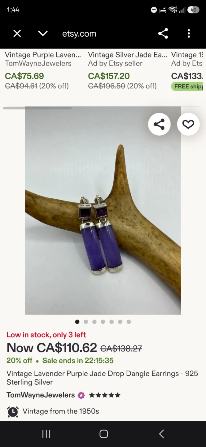 Purple Jade Bracelet and Earrings Set - photo 2