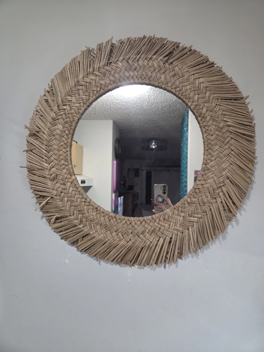 Woven Rattan Round Wall Mirror