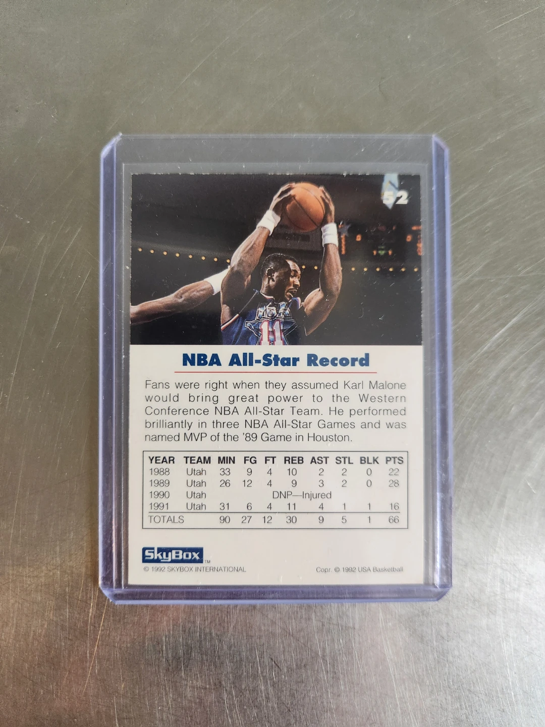 1992 SkyBox Karl Malone NBA All-Star Record Card - photo 2