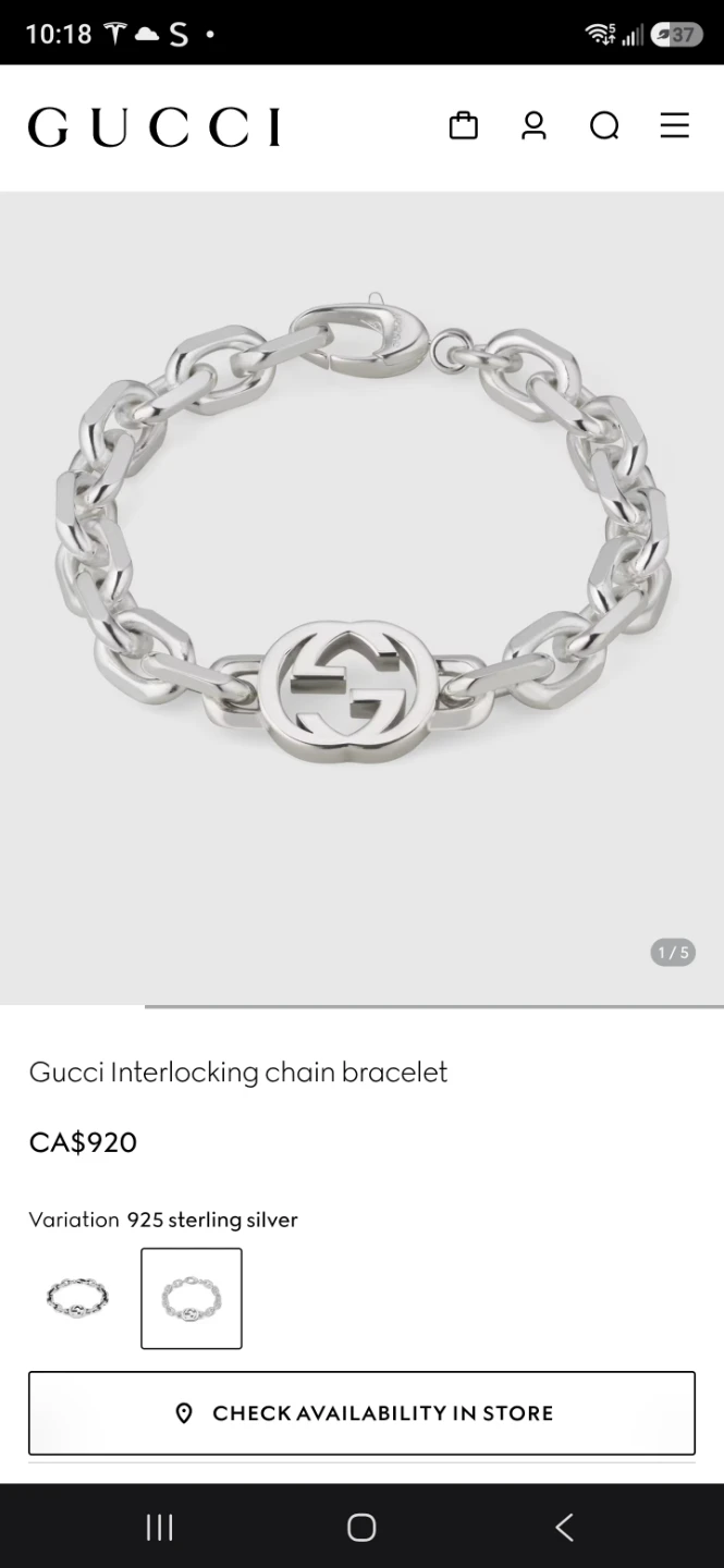 Gucci Interlocking G Chain Bracelet in Sterling Silver
