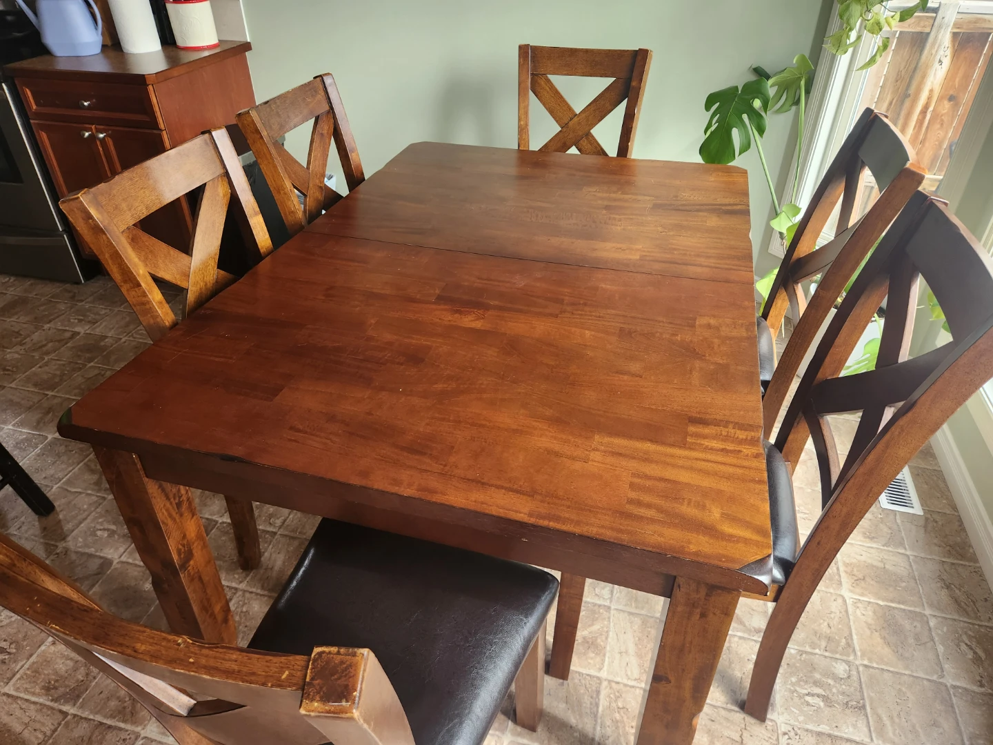 Wooden dining table set with 6 chairs - photo 2