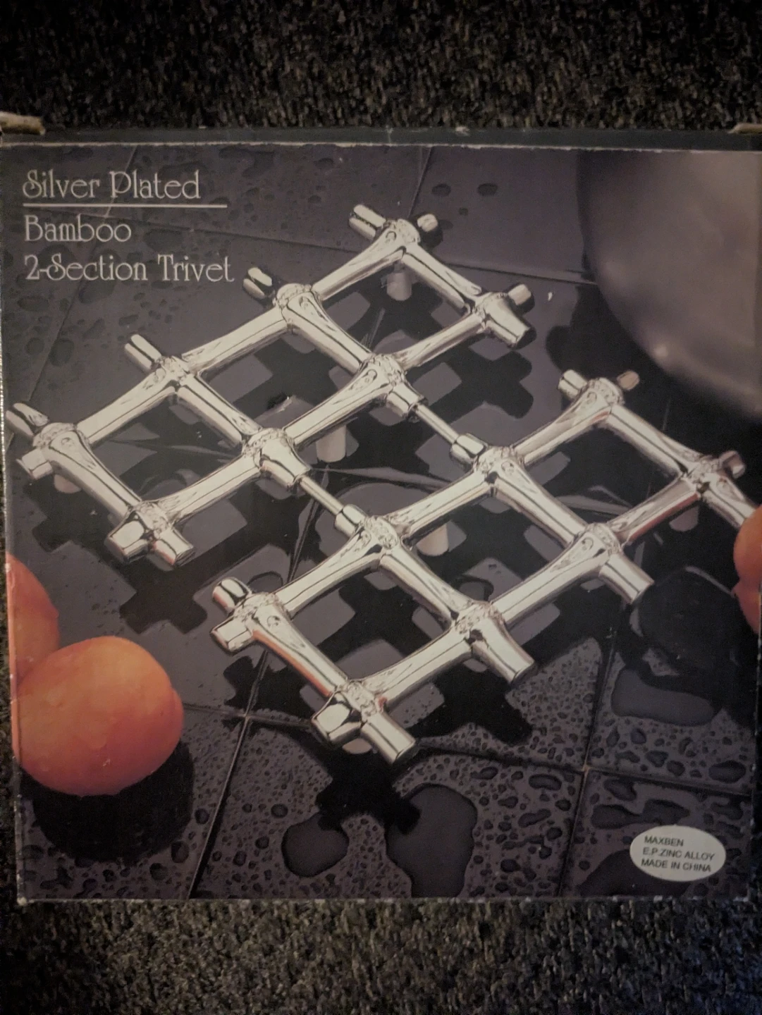 Maxben Silver Plated Bamboo 2-Section Trivet