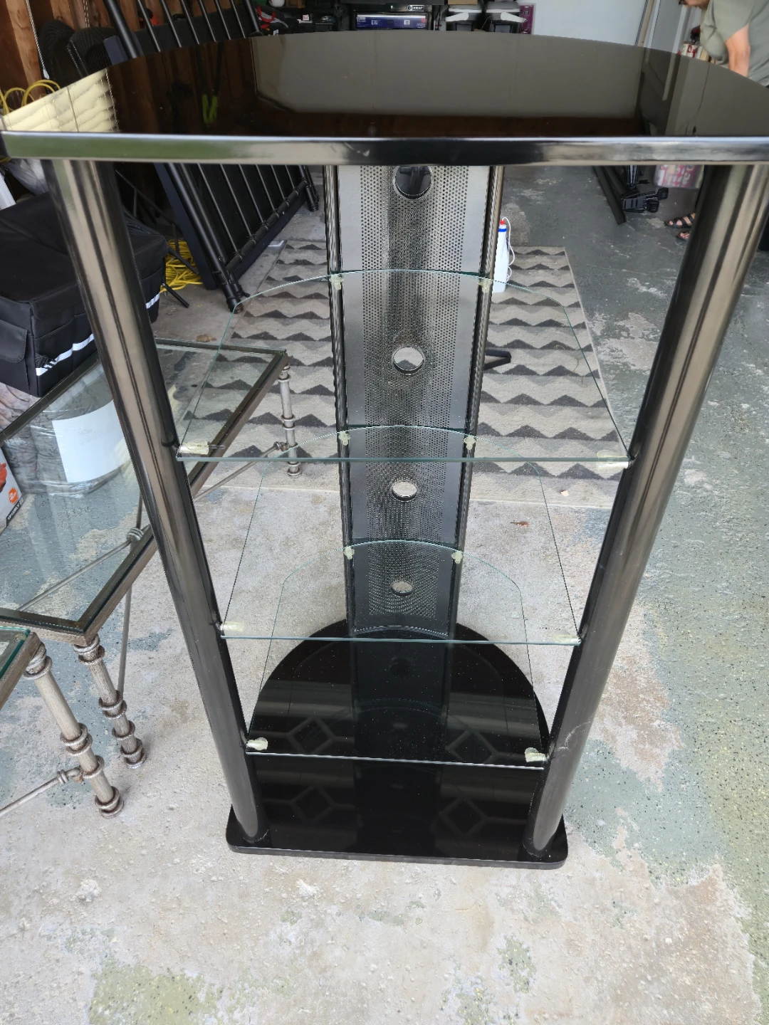 Black Glass & Steel 5-Tier Media / Entertainment Stand - photo 4