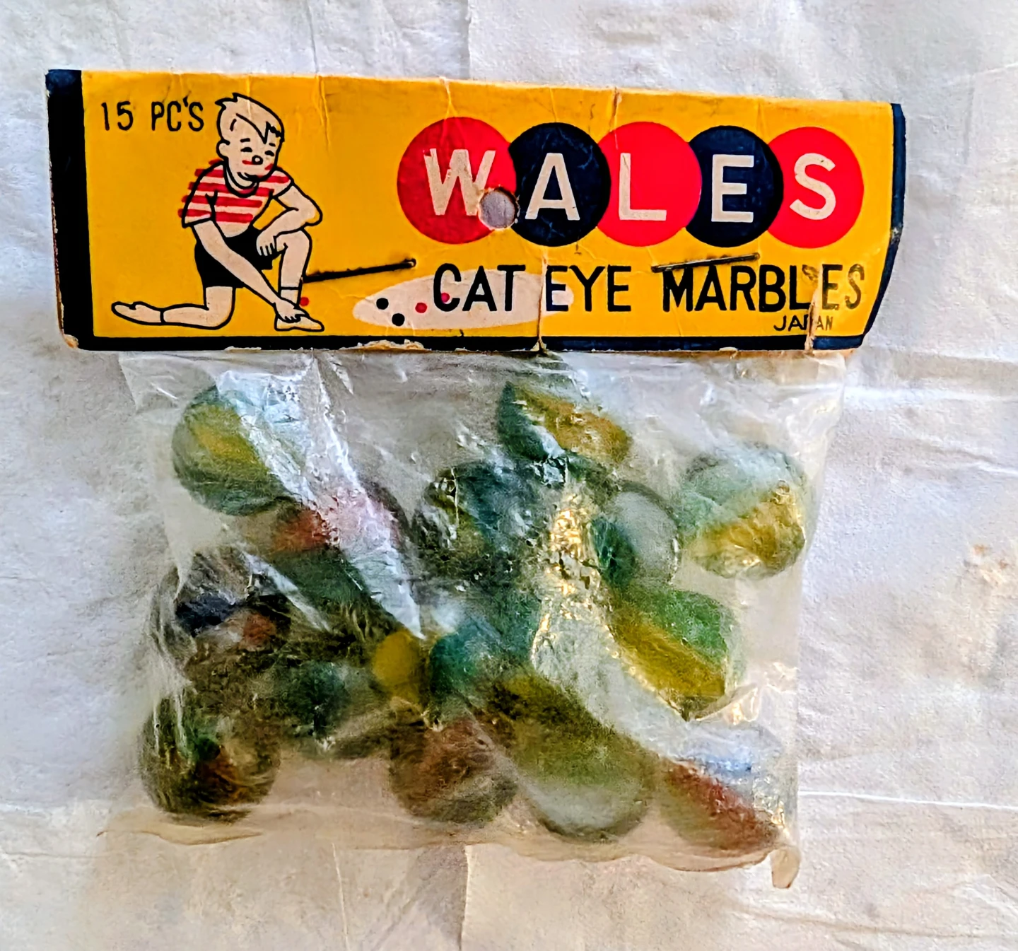 Vintage Wales Cat Eye Marbles 15 Piece Set