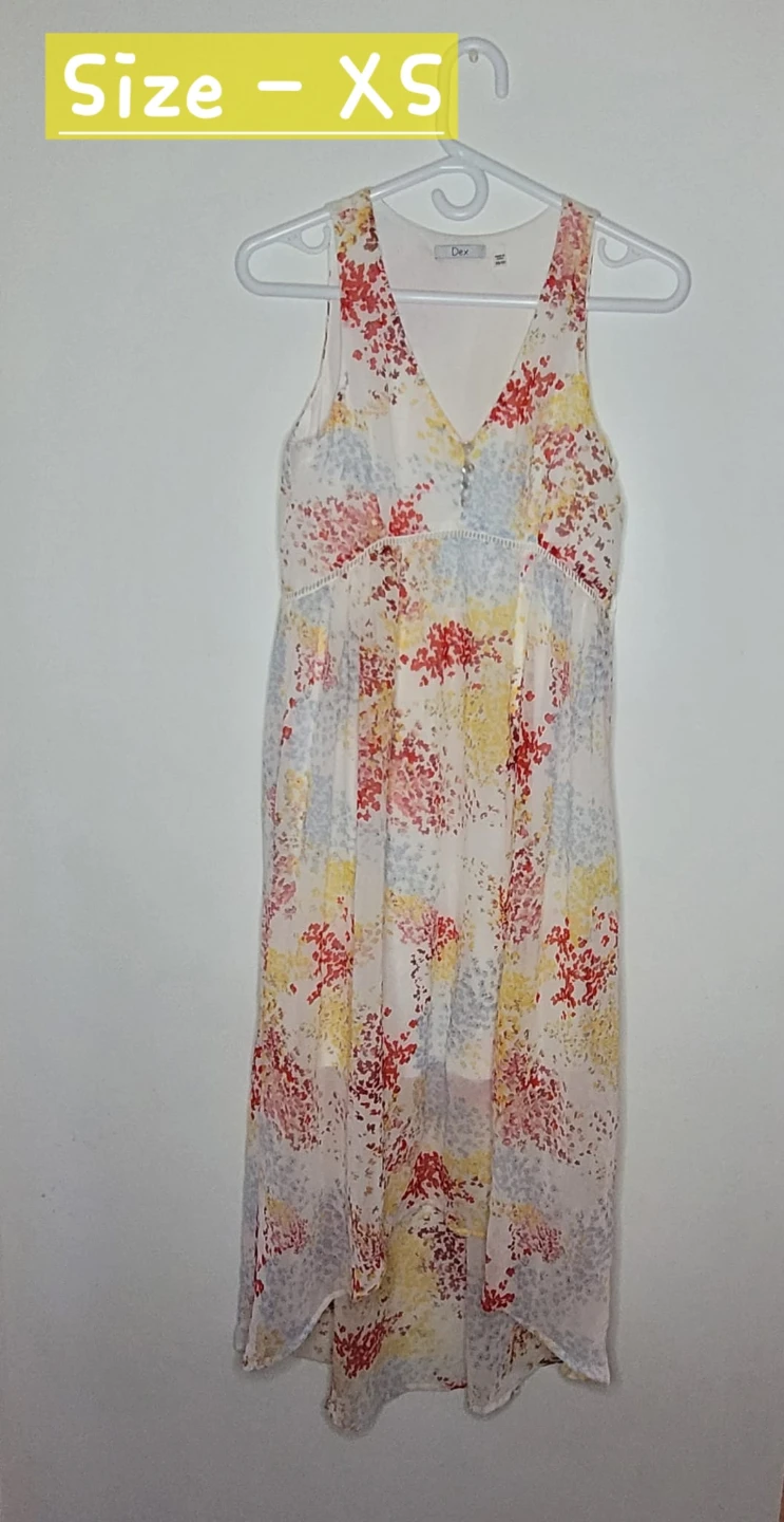 Dex Floral Print High-Low Dress XS