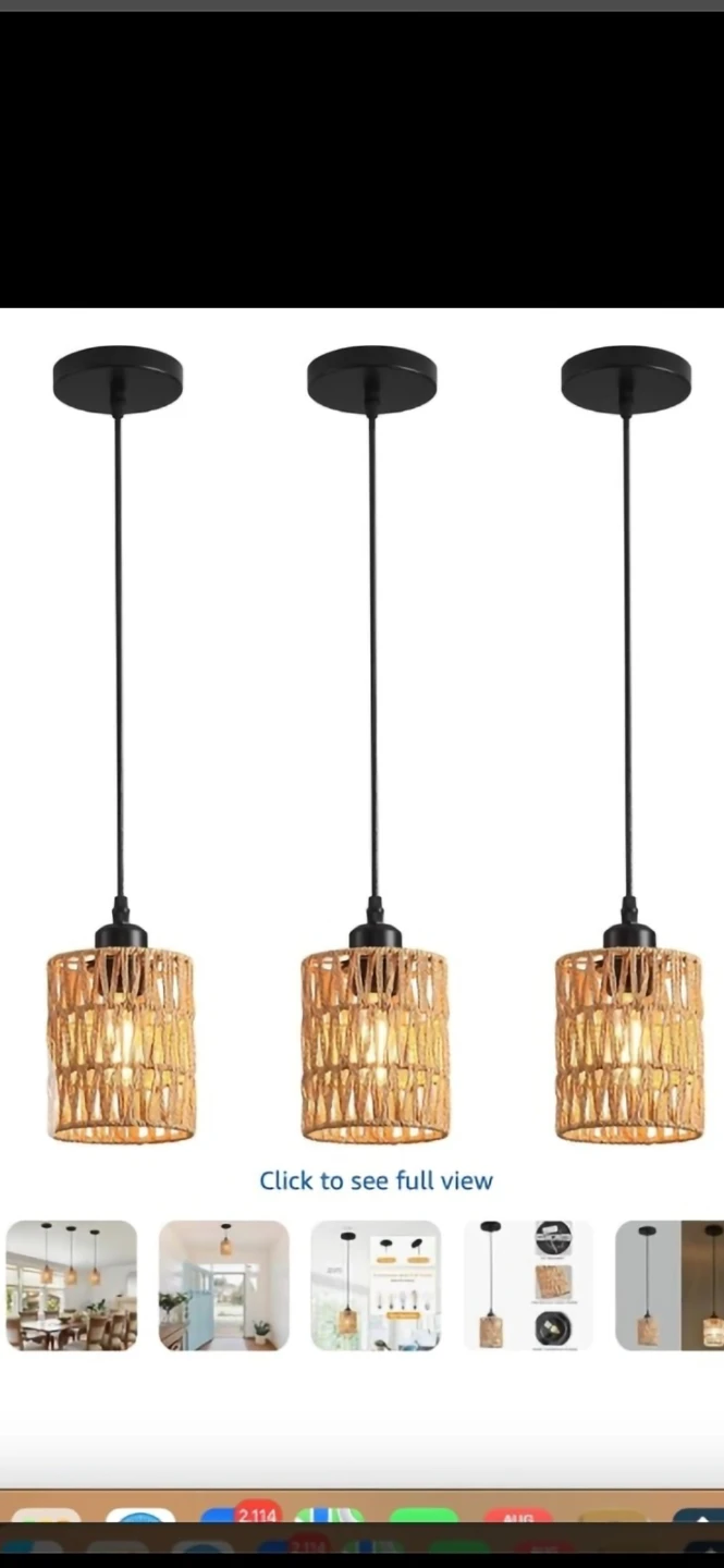 Set of 3 Woven Rattan Pendant Lights