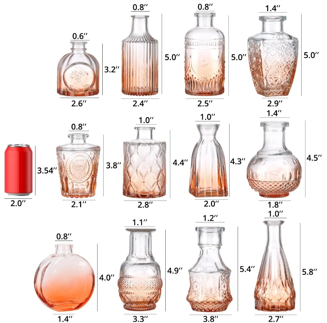 Set of 12 Orange Glass Bud Vases - photo 2