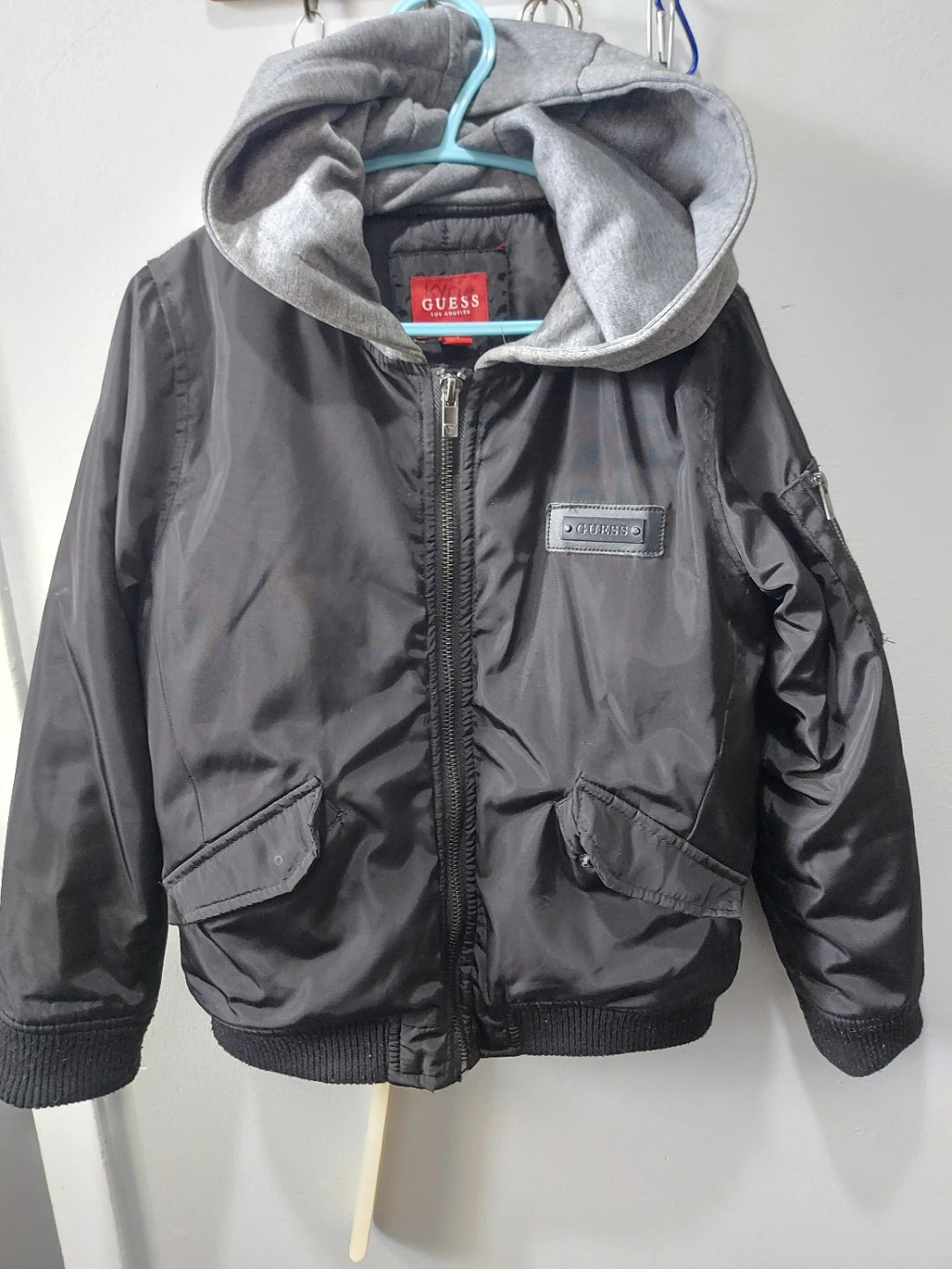 Guess Kids Black Bomber Jacket with Grey Hoodie