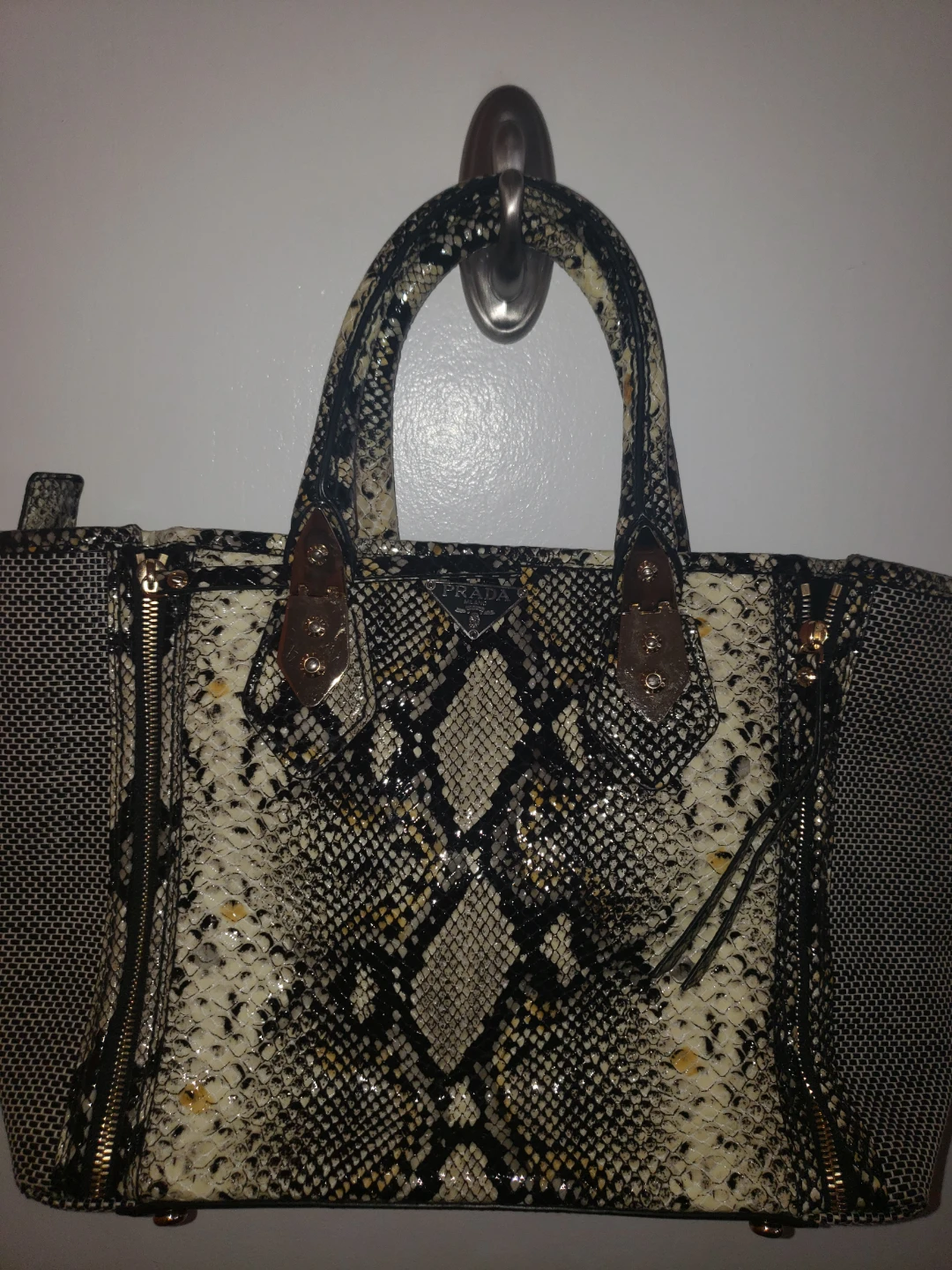 Prada Snakeskin Print Tote Bag