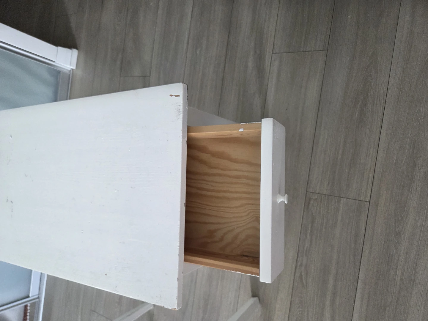 White Wooden End Table with Drawer - photo 3