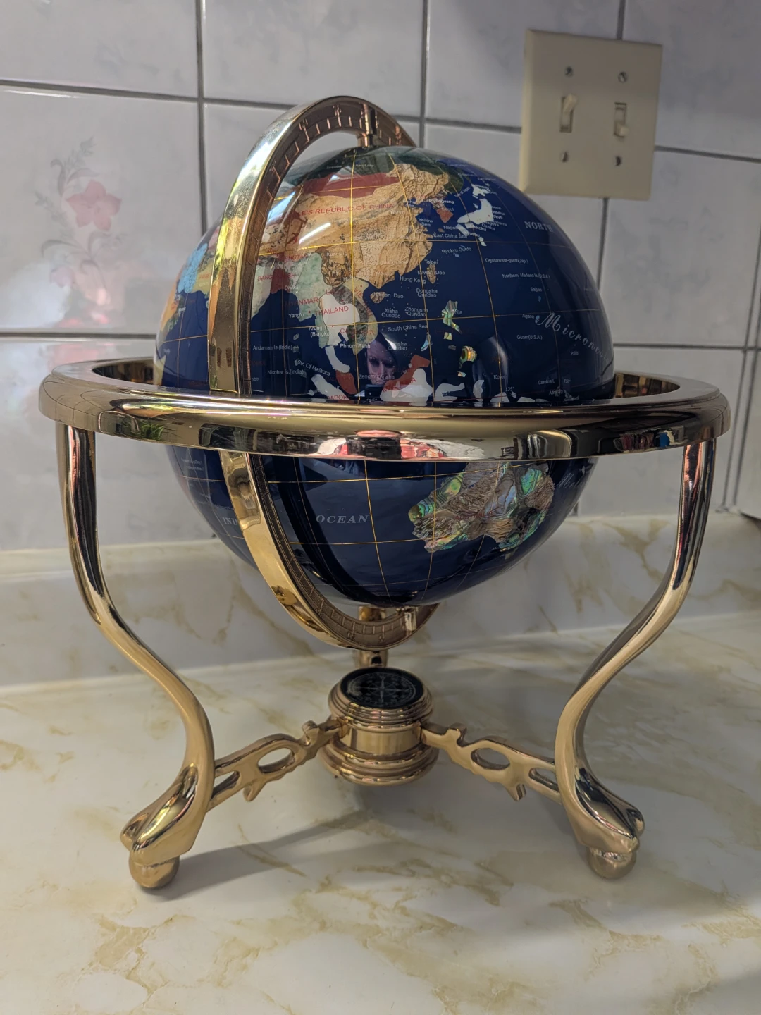 Decorative Gemstone Desk Globe