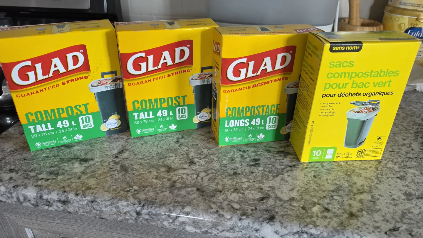 Glad Compost Bags 49L - 4 boxes  New and Sealed