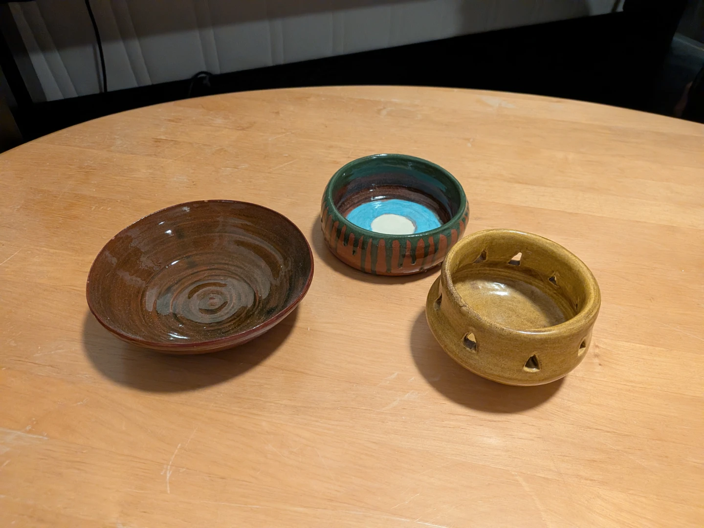 Set of Three Handcrafted Pottery Bowls