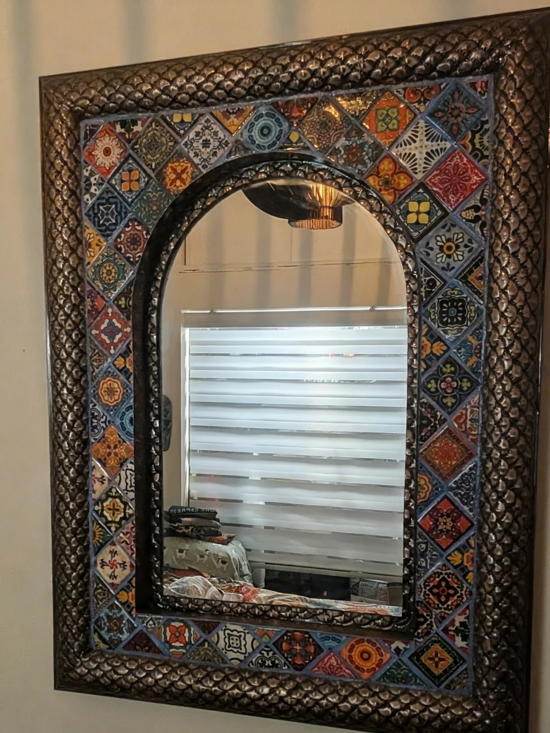 Decorative Wall Mirror with Mosaic Tile Border