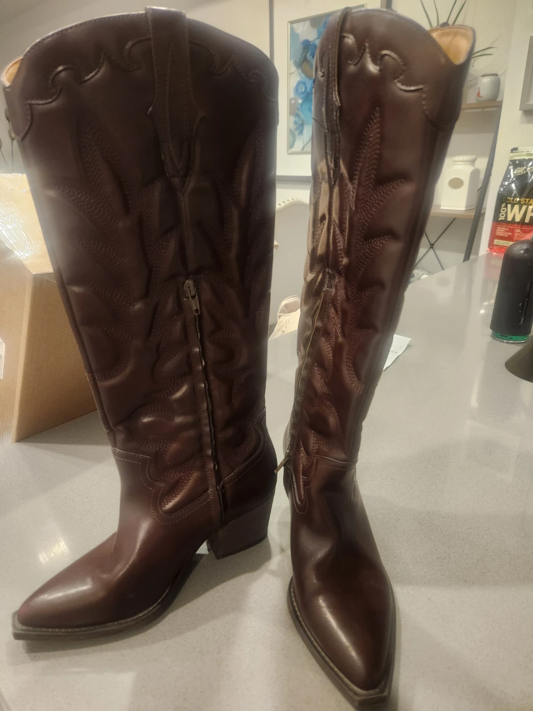 Dark Brown Western-Style Boots, Cowboy Embroidered boots - photo 5