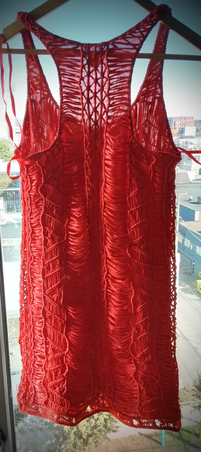 Diane von Furstenberg DVF Red Macrame Tank Dress - photo 2