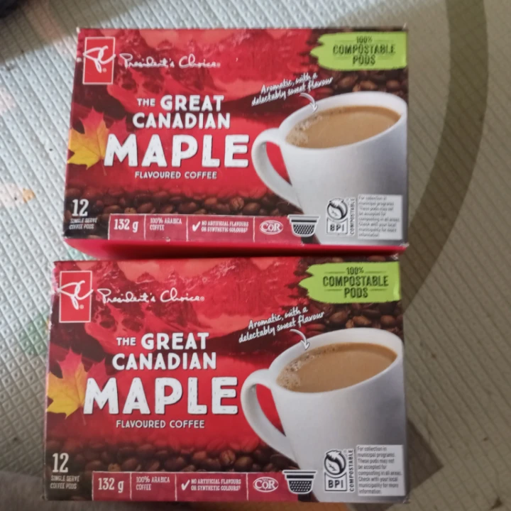 2 Boxes President's Choice Maple Coffee Pods