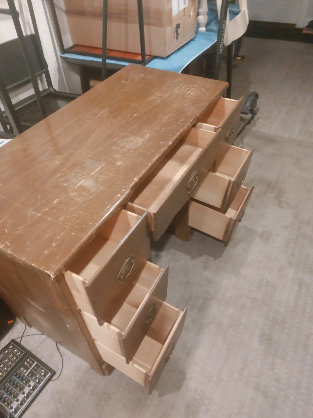 Vintage Wooden Desk with Drawers - photo 4