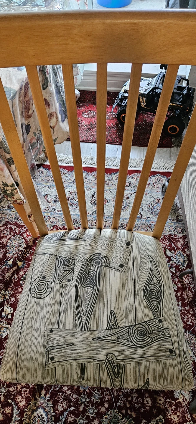6-seater solid wood dining chair set with patterned seat🏈 - photo 2