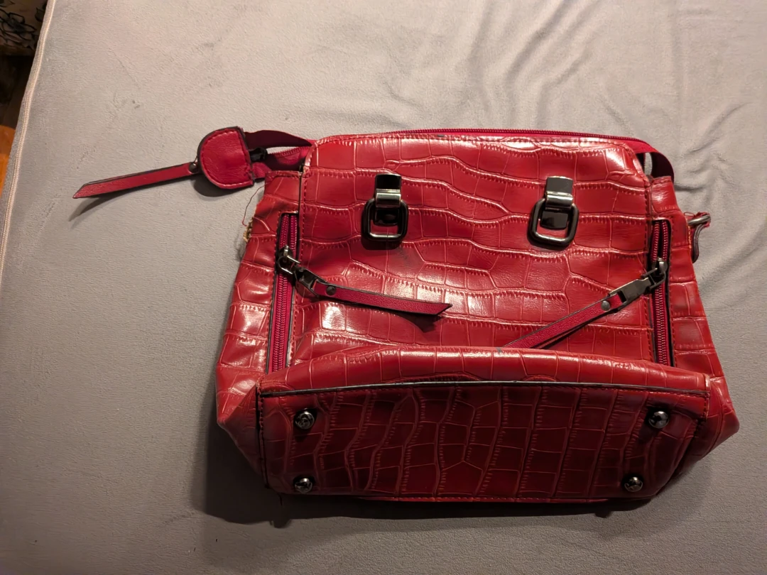 Red Croc-Embossed Handbag