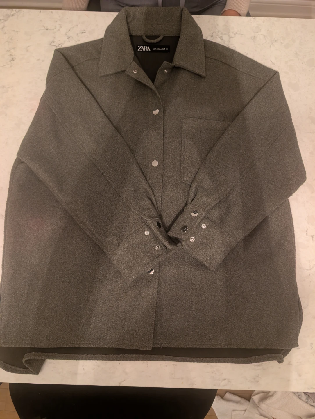 Zara Grey Wool Blend Overshirt