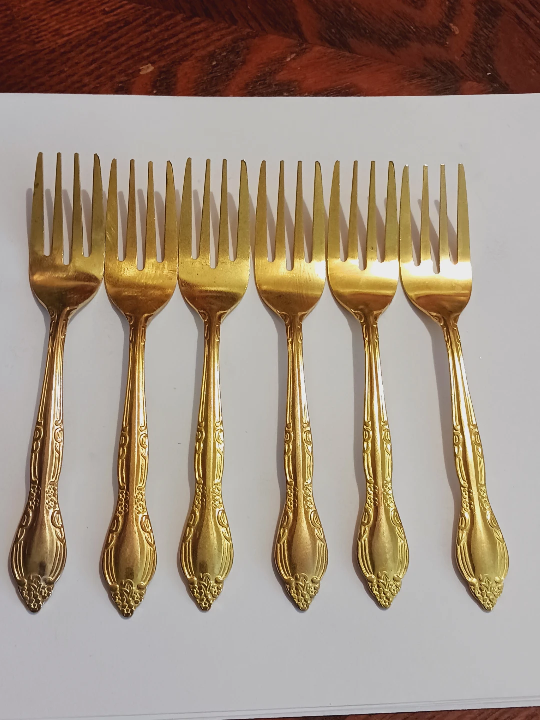 Set of 6 Gold-Tone Small Size  Forks for Dessert - photo 3