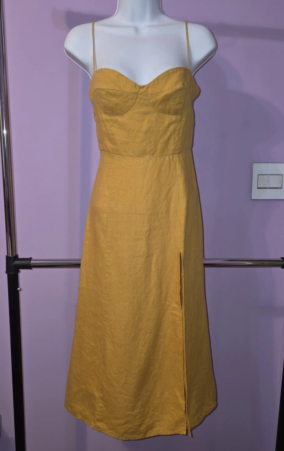 Reformation Mustard Yellow Linen Dress Size 2