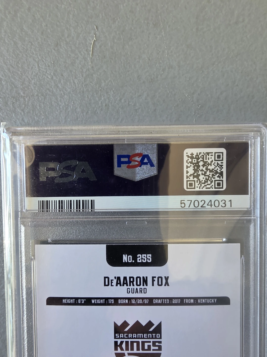 2017 Panini Hoops De'Aaron Fox Rookie Card PSA 10 - photo 5