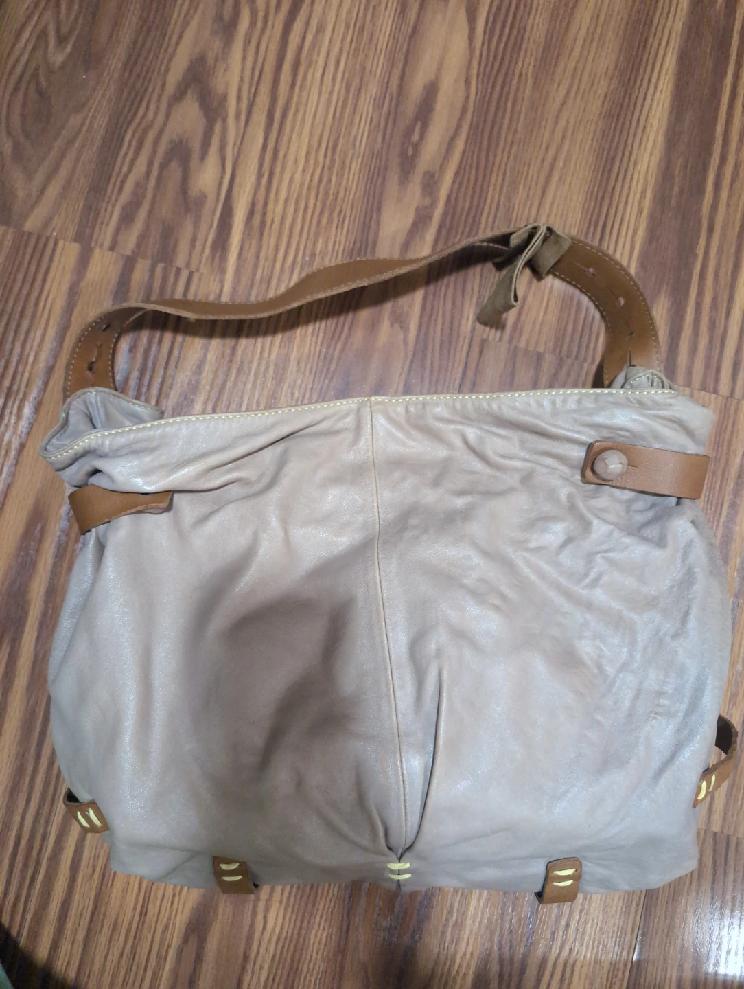 Taupe Genuine Leather Shoulder Bag