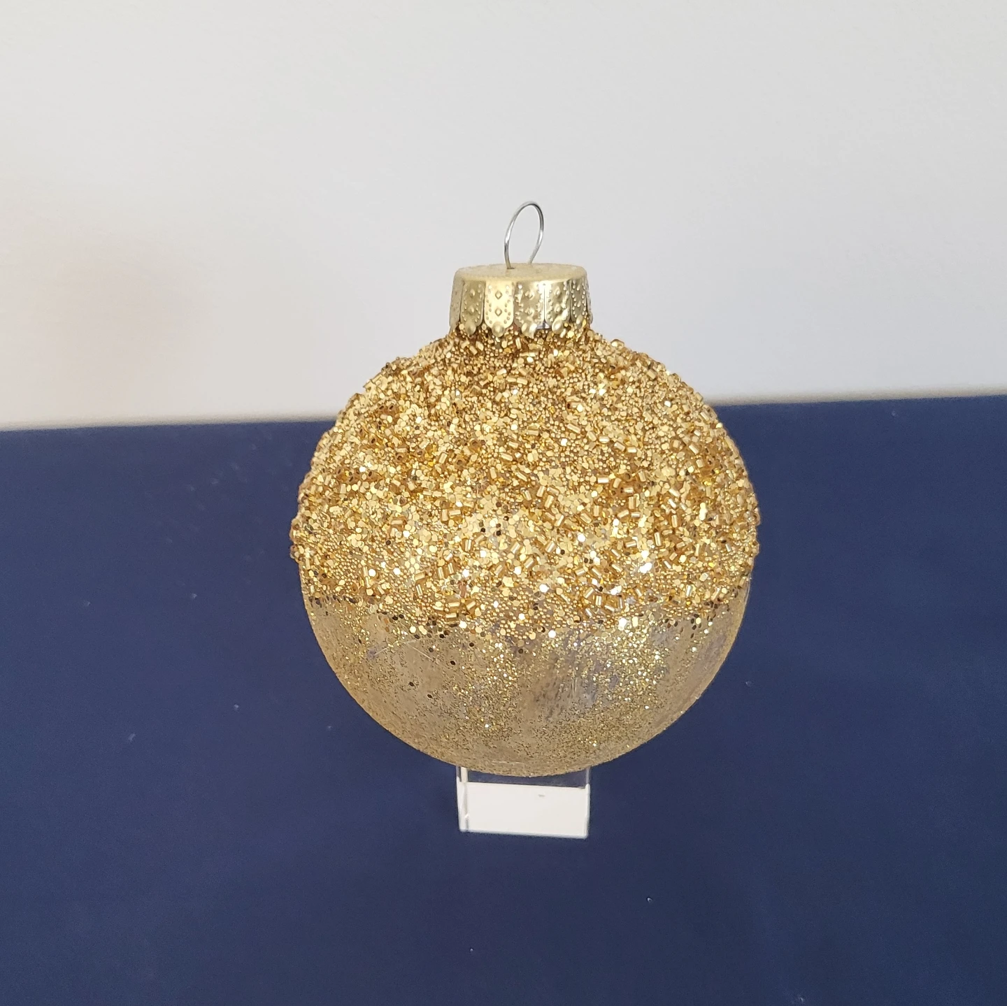 Gold Beaded Shatterproof Christmas Ornament-Set of 4