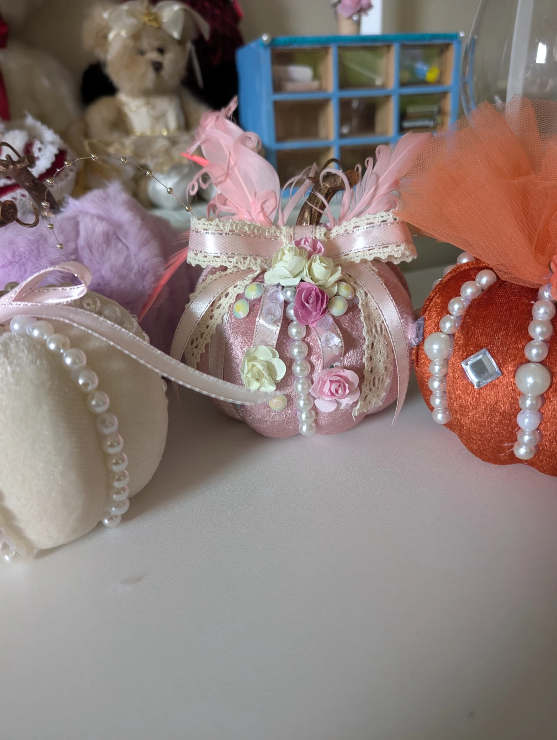 Handmade Decorative Embellished Fabric Pumpkins - photo 2