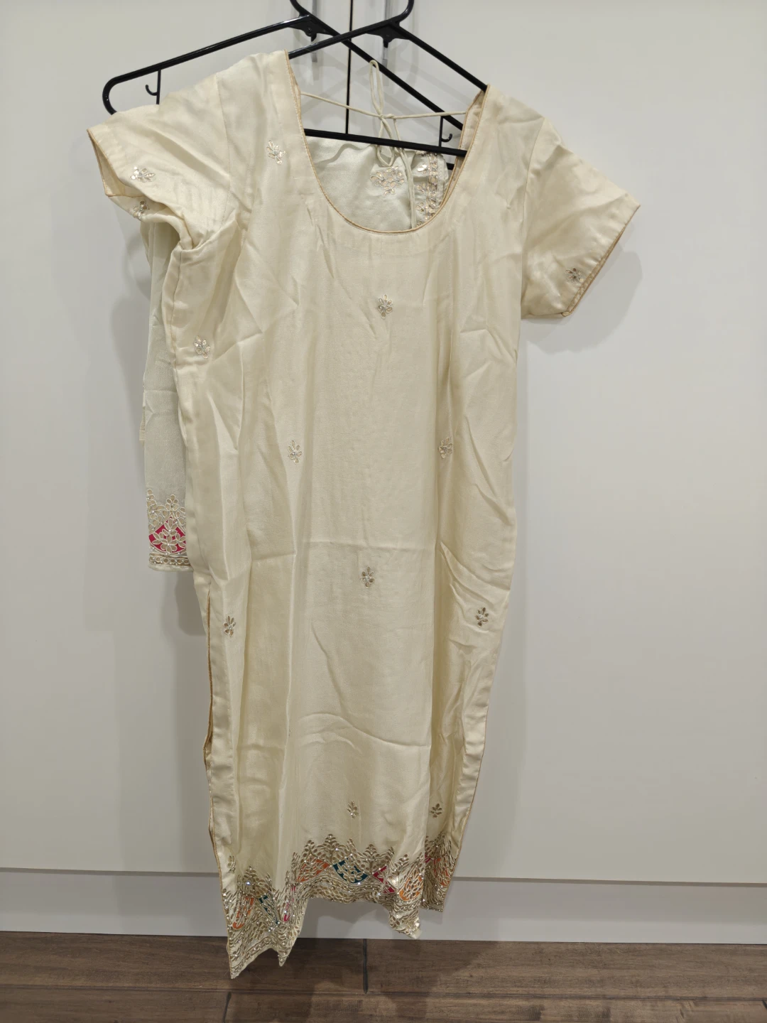 Cream Embroidered Kurta with Dupatta