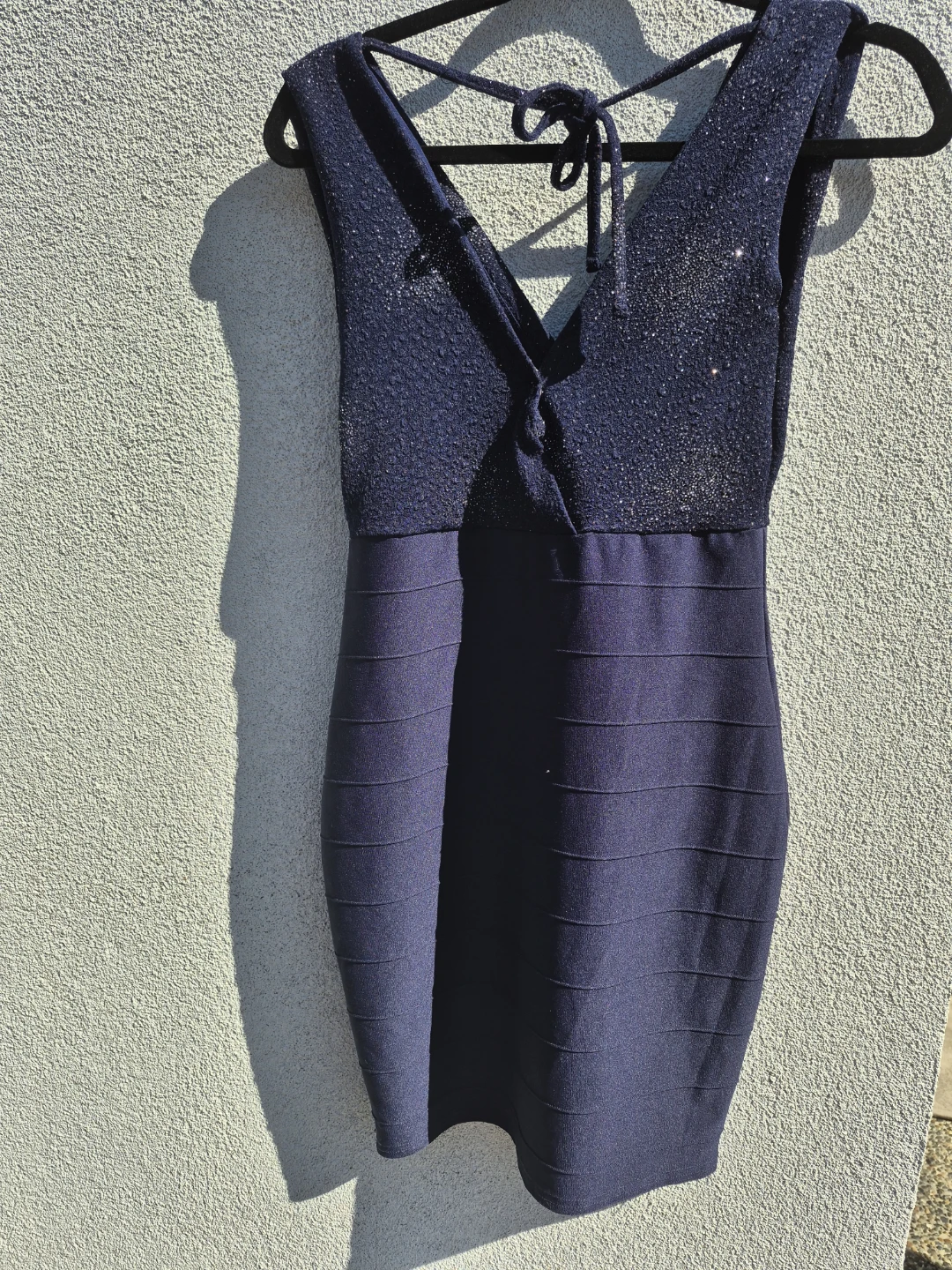 Navy blue sequin detail bandage dress - photo 2