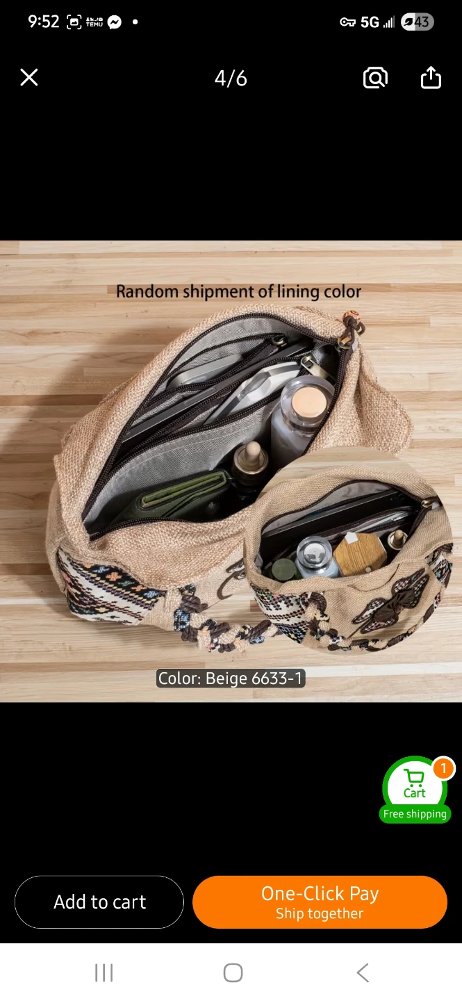 NEW Beige Burlap Flower Pattern Handbag - photo 5