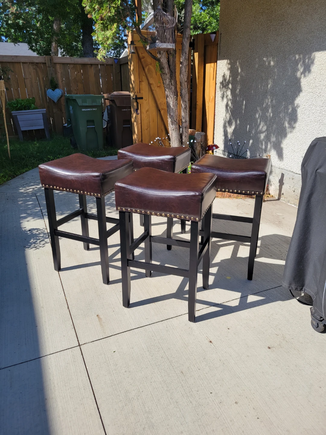 Set of 4 Brown Faux Leather Bar Stools
