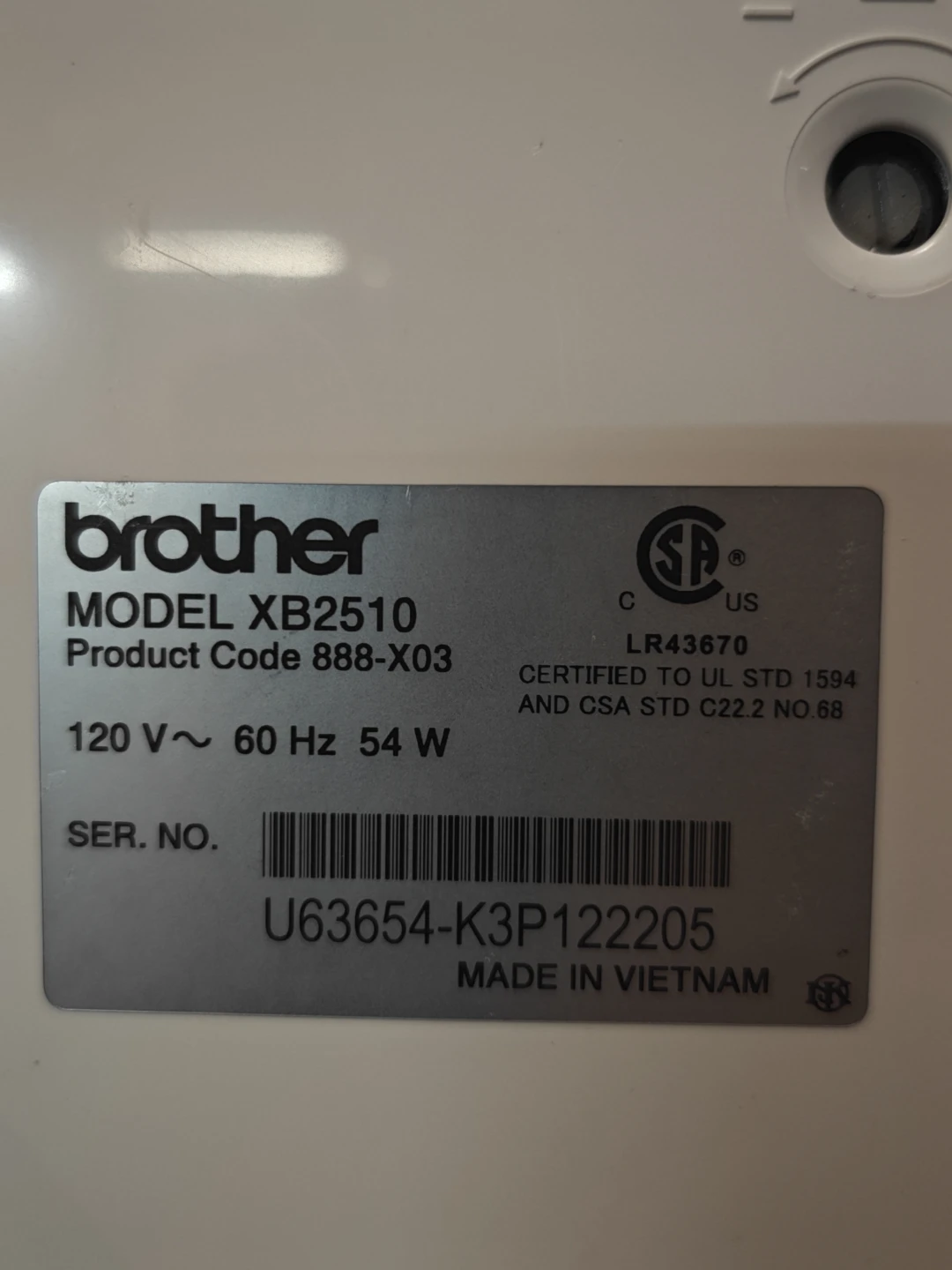 Brother XB2510 Sewing Machine - photo 3